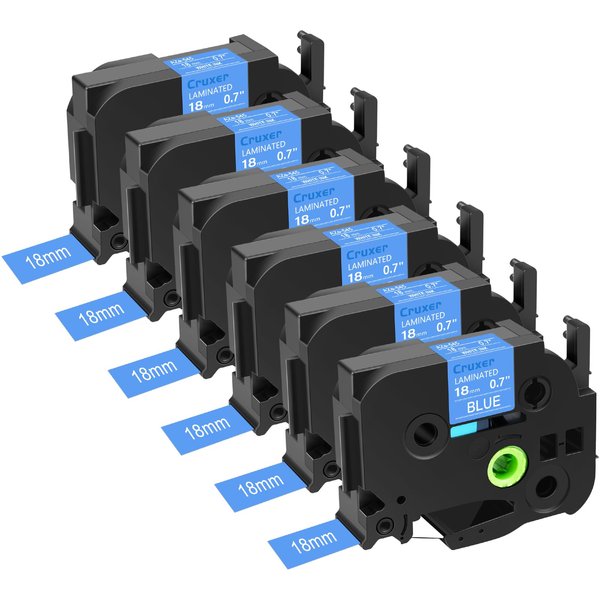 6 Pack Replace for Brother P-Touch TZe-545 TZe545 TZ54 18mm 3/4 Inch x 26.2 feet Laminated Tape Blue Tape Refill for Ptouch PTD400 PTD600 PTD400AD PTP710BT Label Maker, Easy to Peel Durable Tape