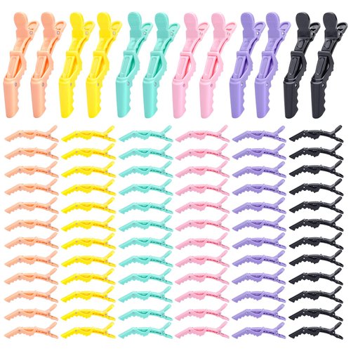 80 Pcs Alligator Hair Clip for Styling Sectioning - Salon Hair Clip for Thick Hair, Plastic Hair Styling Clip with Wide Teeth & Double-Hinged Design (Colorful)
