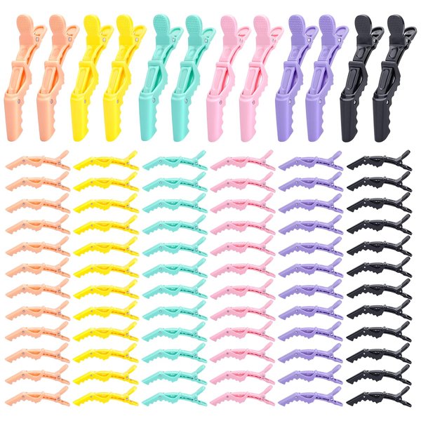 80 Pcs Alligator Hair Clip for Styling Sectioning - Salon Hair Clip for Thick Hair, Plastic Hair Styling Clip with Wide Teeth & Double-Hinged Design (Colorful)