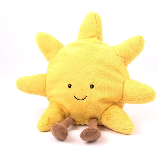 LONGRUSH Amuseable Sun, Yellow Fun Sun Plush Stuffed Toy, Kawaii Summer Sunshine Plushie, Sun Shape Soft Plush, Car Pillow Neck Pillow Plush Toy, Kid Stuffed Star Toy-13.7in *00*
