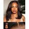 Sunber Yaki Straight Bob Bye Bye Knots 7x5 Lace Front Glueless Wear and Go Human Hair Wigs Pre Plucked Invisible Knots Pre Everything 3S Ready to Wear Short Yaki Bob Pre Cut Lace 150% Density 10Inch