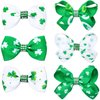 6 Pieces St. Patrick's Day Hair Bows Clips Barrettes Irish Green Shamrock Clover Hair Alligator Clips Ribbon Hair Bows Hairpin Accessories for Girls Kids Women St Patrick's Day Party Decorations