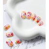 Short Press on Nails Square MABKJLF Fake Nails Full Cover False Nails with Color Flower Designs Glossy False Nails with Nail Glue Nail Accessories Artificial Acrylic Nails for Women Girls 24 Pcs