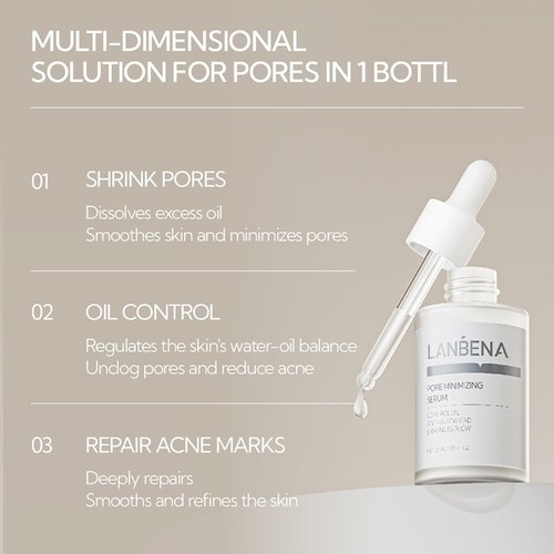 LANBENA Pore Minimizer for face, Skin Care, Pore Minimizer Treatment Serum 2.0, Facial Essence for Shrinking Pores, Relieving Dryness, Oil Control Firming, Moisturizing after Remover Blackhead, 30ML