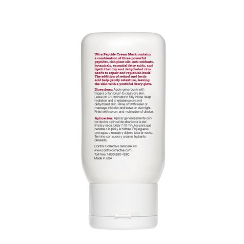 CONTROL CORRECTIVE Ultra Peptide Cream Mask, 2.5 Oz - Advanced Peptide, Retinol & Lactic Acid Anti Aging Mask, Revitalize Collagen & Elastin Production To Smooth Skin, Restores Plumpness & Hydration