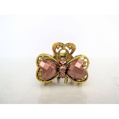 Generic Small mini rose gold/copper tone metal heart hair claw clip