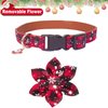 ADOGGYGO Christmas Floral Dog Collar - Adjustable Buffalo Plaid with Removable Flowers for Medium Dogs