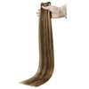 Full Shine 22 Inch Weft Hair Extensions Human Hair Sew In Hair Extensions Remy Straight Hair Sew In Extensions For Women Machine Weft Extensions Color Brown Highlight Blonde Human Hair Bundles 105G