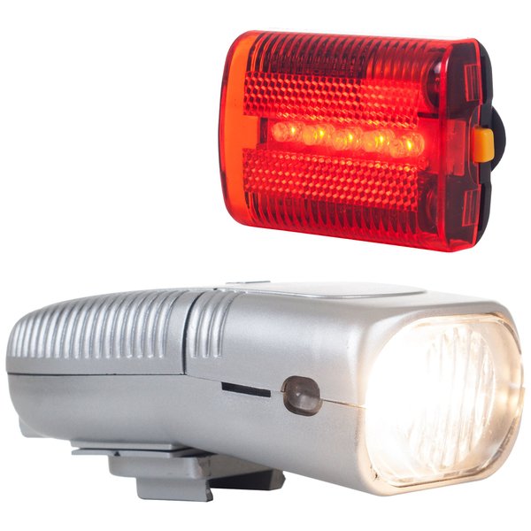 SCURRY Detachable Bicycle Light Set | 4.5" (11.4 cm) Front Headlight & 1.5" x 2.5" (3.8 cm x 6.4 cm) LED Rear Light | Flexible Brackets | Versatile Mounting | Nighttime Safety Solution