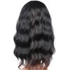 SYMEIW Black Wavy Wigs With Brown Highlights For Black Women Synthetic Black Hair Wigs Medium Long Black Wigs Heat Resistant Wigs Daily Use Wigs 16 Inches.(Black With Brown Highlights)