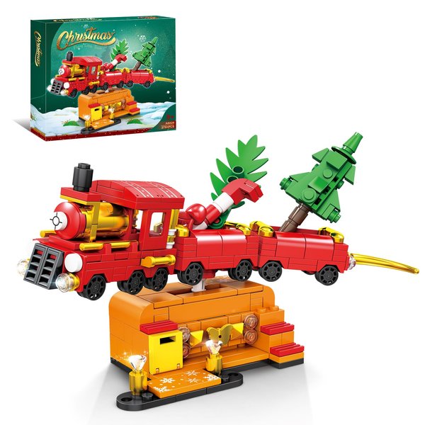 KAZI Christmas Train Building Toys for Kids,Christmas Train Sets with Christmas Tree,Indoor Christmas Decorations for Tabletop & Home,Christmas Party Favors, for Boys Girls Ages 8+