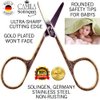 Camila Solingen CS01 Safety Tip Baby Nail Scissors for Manicure and Pedicure Grooming Scissors for Toddler Nail Care, Hypoallergenic Gold Plated Scissors. Made of Stainless Steel in Solingen, Germany