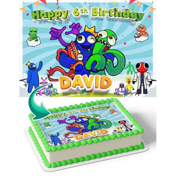 Rainbow Friends Kids Fun Edible Cake Image Topper Birthday Cake Banner 1/4 Sheet