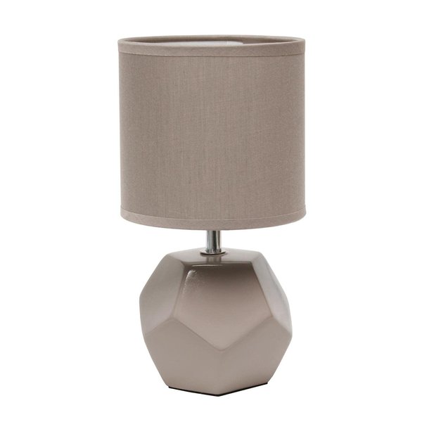 Simple Designs LT2065-GRY Round Prism Mini Table Lamp with Matching Fabric Shade, Gray