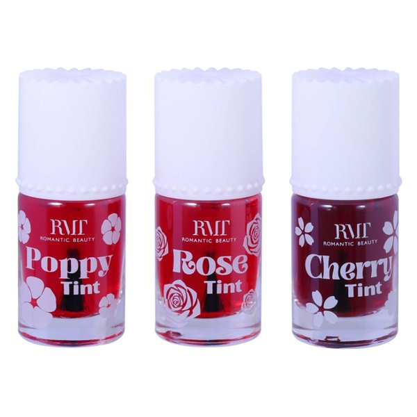 Romantic Beauty Sexy Tint Liquid Tint for Lips And Cheeks Lip Stain Gloss & Zipper Bag (3 Full Set, Net Wt. 0.31oz/8.7g)