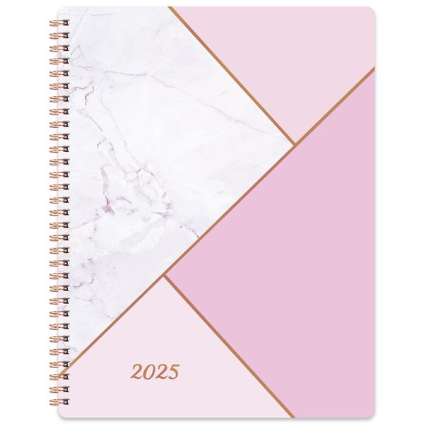 2025 Planner - Jan. 2025 - Dec. 2025, Planner 2025, 8" x 10", 2025 Planner Weekly and Monthly with Marked Tabs, Twin-Wire Binding - Pink Marble