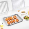 TeamFar Toaster Oven Pans, 9.3'' x 7'' x 1'' Stainless Steel Compact Toaster Oven Tray Ovenware, Healthy & Durable, Roll Edge & Mirror Finish, Easy Clean & Dishwasher Safe-2 PCS