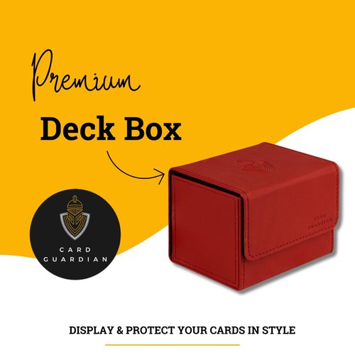 Card Guardian - Premium Deck Box (Red) for 100+ Cards for Trading Card Games Compatible with Magic the gathering (MTG), Commander Deck, Yugioh Deck Box, Pokemon TCG, Sports Card Storage Boxes