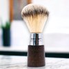 Parker Walnut & Chrome Handle Synthetic Shaving Brush with Stand – Vegan-Friendly, Fast-Drying, and Ideal for Sensitive Skin