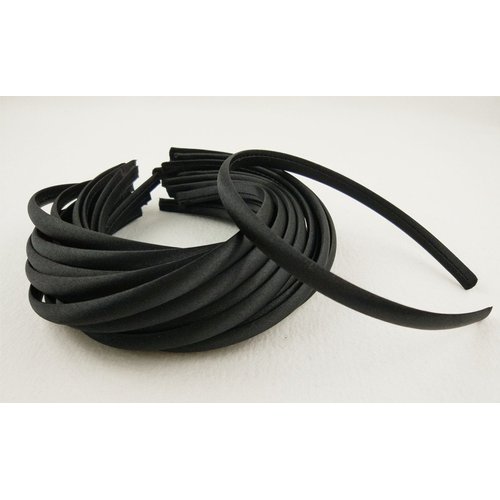 Hixixi 20pcs pack Girls/Women Diy Satin Fabric Covered Ribbon Headbands Hairband (20pcs black color)