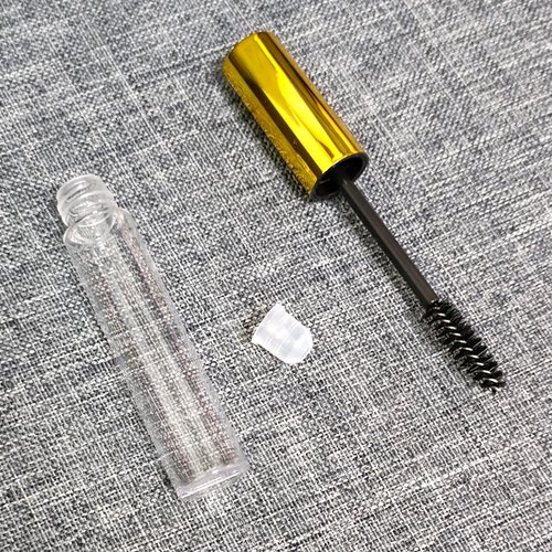 KEAIYYJ Empty Mascara Tubes and Wand Castor Oil Dispensers Eyebrow Eyelash Applicator Brush Spoolies with Tube Travel Refillable Cosmetic Containers Bottles, Gold 10 ml 5 Pack