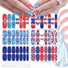 JERCLITY 6 Sheets 4th of July Nail Wraps for Women Independence Day Nail Polish Strips Patriotic Nail Strips Self-Adhesive Nail Stickers with Nail File for Memorial Day（4th of July-c）