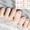 8 Sheets Flower Toe nail Wraps Stickers Floral Nail Polish Strips Self-Adhesive Daisy Toe nail Stickers with Marble Glitter Design Full Nail Decals Kit for Women Flowers Nail Decoration