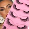 Fox Eye Lashes Wispy Eyelashes 19mm Long Cat-Eye Lashes Angel Wing Lashes Faux Mink False Eyelashes Natural Look 5 Pairs pack(XF06)