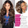 UNice Ombre Brown Highlight Body Wave Human Hair Weave 1 bundle 12 inch, Brazilian Remy Hair Dark Root Blonde Human Hair Weaves Extension Piano Color TFB30