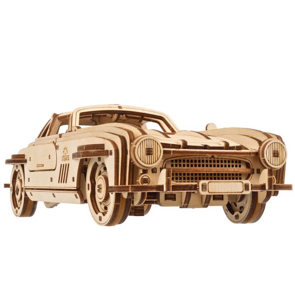 UGEARS Winged Sports Coupe Model Car Kit - 3D Wooden Puzzle Car –Model Kit for Adults to Build - DIY Wooden Car Model Kit with Authentic Gull-Wing Design Car Model
