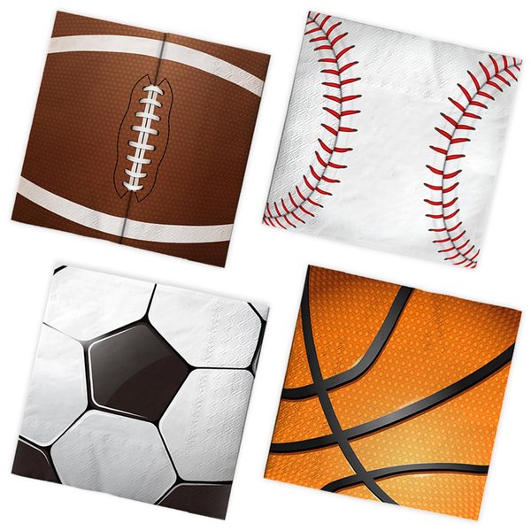 40Pcs Sports Themed Napkins-Sports Party Decorations All Star Basketball Football Baseball Soccer Disposable Paper Napkins for Boys Birthday Party Supplies