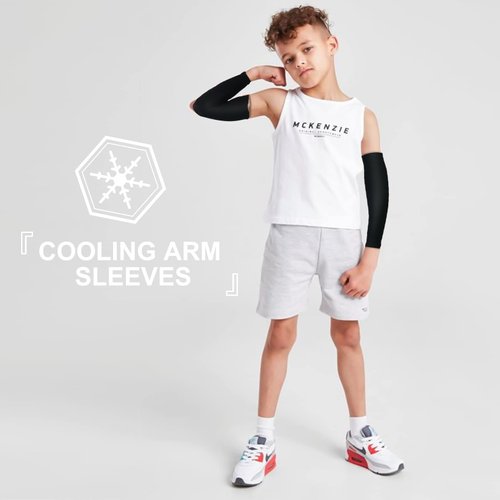 Luwint 2 Pairs Kids Arm Sleeves, UV Sun Protection Cooling Cover for Boys Girls 4-12 Yrs (White+Black)