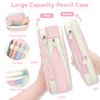 52 PCS Aesthetic School Supplies with Cute Pencil Case, Stationery Essentials with Pens Pencils and Pastel Highlighters Set,College Back to School Supplies for Teen Girls,Pastel Office Supplies-Pink