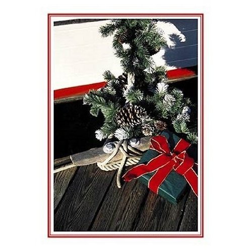Nautical Christmas Greeting Cards- 12 Cards and Envelopes "Dockside Gifts"