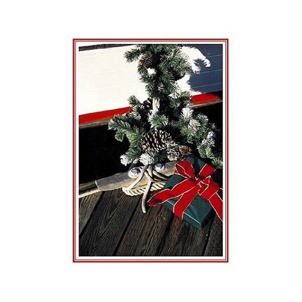 Nautical Christmas Greeting Cards- 12 Cards and Envelopes "Dockside Gifts"