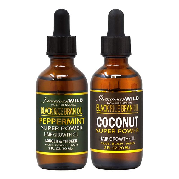Jamaican Wild Black Rice Bran Peppermint Oil 2oz + Coconut Oil 2oz