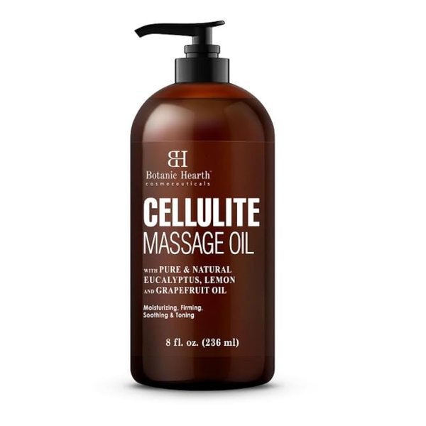 Botanic Hearth Cellulite Massage Oil - Cellulite Oil for Thighs - Unique Blend of Massage Essential Oils - Improves Skin Tone, Skin Firmness & Tightness - 8 fl oz