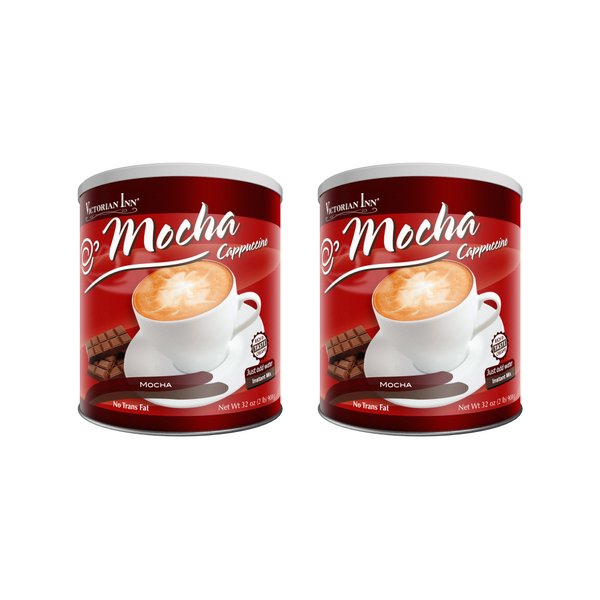 Victorian Inn Instant Cappuccino - Mocha Flavor - Rich & Velvety Coffee Mix - Perfect Hot, Cold, or Blended - Ideal as Coffee Creamer - (2) 2 lb Canister