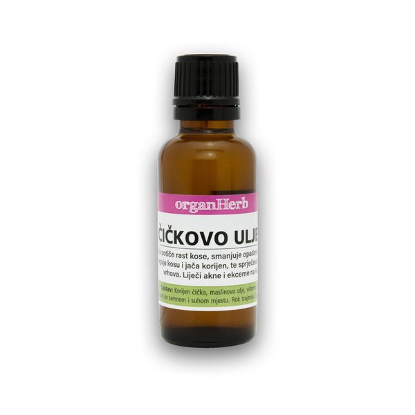 OrganHerb Organic Burdock Root Infused Oil for Hair Loss, Hair Regrowth, and Healthy Scalp (Čičkovo Ulje) 1 oz