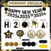 New Years Eve Party Supplies 2025 New Years Decorations Happy New Year 2025 Banner with New Years Backdrop, Balloons, Paper Flowers, Hanging Decorations for New Years Eve Decorations