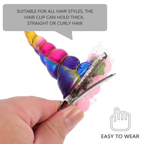 Beaupretty 2 Pieces Horn Hair Clips Girls Hair Clips Flower Hair Barrettes Hair Clips Metal Hair Clips Halloween Hair Clips Party Favors Decor, Colorful