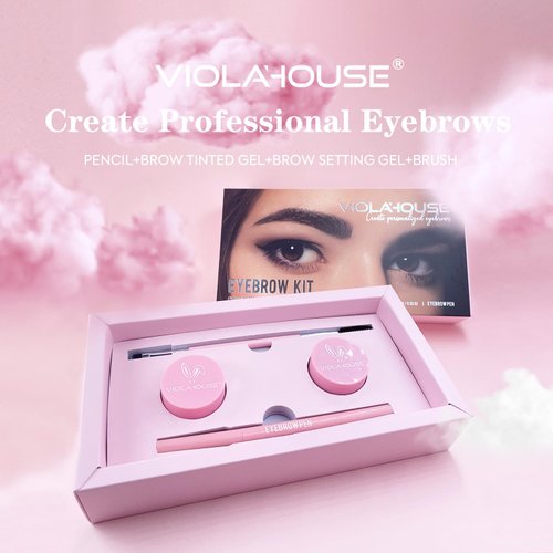 VIOLA HOUSE Eyebrow Soap Kit,Brows Styling Soap,Brow wax, Eyebrow Setting Gel+Eyebrow Tinted Gel+Eyebrow Pren+Eyebrow Brush. (Black)