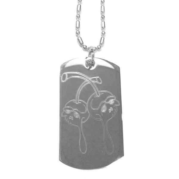 Hat Shark Dead Drippy Skull Cherry Cherries - Luggage Metal Chain Necklace Military Dog Tag