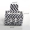 Checkered Hair Claw Clips,Pack of 3,Vintage Black/White Checkered Claw Clips Cellulose Acetate Banana Clips,Nonslip Hair Clamp for Women Girls (Black/White)