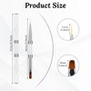 Thinp 2 Pcs Double Ended Nail Art Brushes,Builder Gel Brush Nail Liner Brush UV Hard Gel Brush Nail Drawing Brushes French Tip Brush Rhinestone Handle Nail Brush for Nail Art Design, White