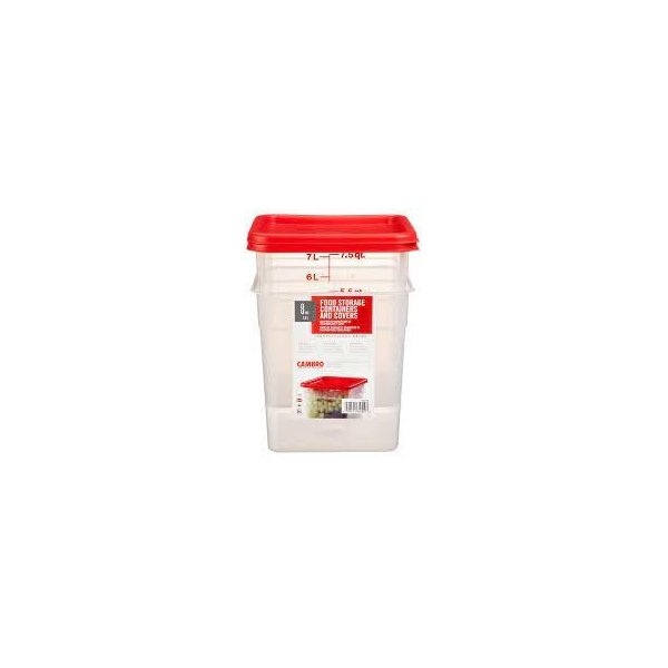 Cambro Camwear Polycarbonate Square Food Storage Container, 8 Quart With Lid