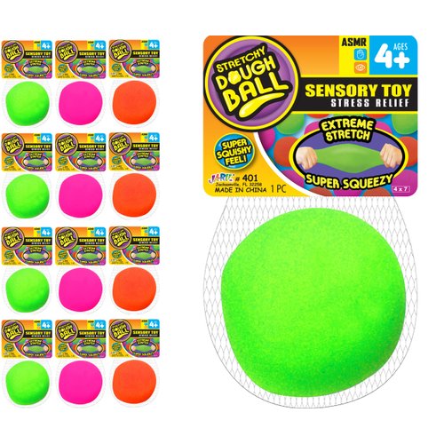 JA-RU Squishy Dough Ball (12 Balls Assorted) Neon Color Sensory Fidget Ball for Kids. Stress Relief Therapy Tactile Squeeze Ball. Autism ADHD Toys. Classroom & Office Desk Calming Fidgets. 401-12p