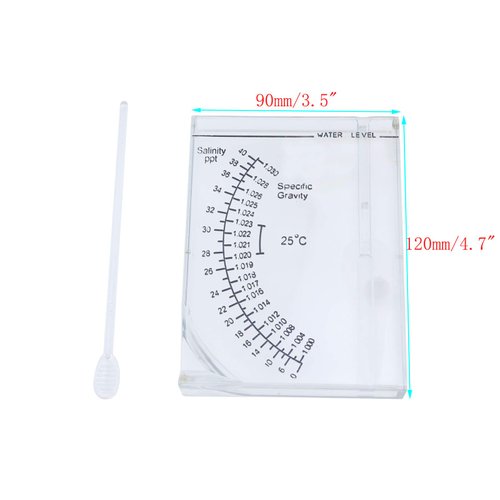 Semetall Salinity Tester Transparent Acrylic Aquarium Sea Hydrometer Salinity Meter Salinity Specific Gravity Test for Fish Tank Pond Water Saltwater Freshwater