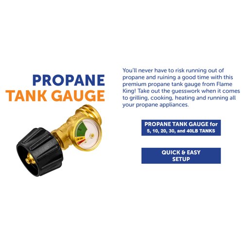 Flame King Propane Tank Gauge Level Indicator Leak Detector Gas Pressure Meter Color Coded & Glow in the Dark Universal for Cylinder, BBQ Gas Grill, RV Camper, Heater and More Appliances, Brass