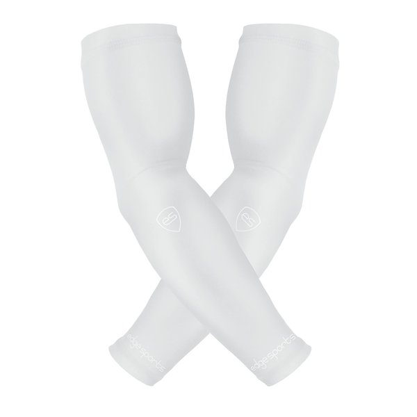 EDGE SPORTS Arm Compression Sleeve Pair, Anti-Fumble Football Arm Sleeves, White, Small